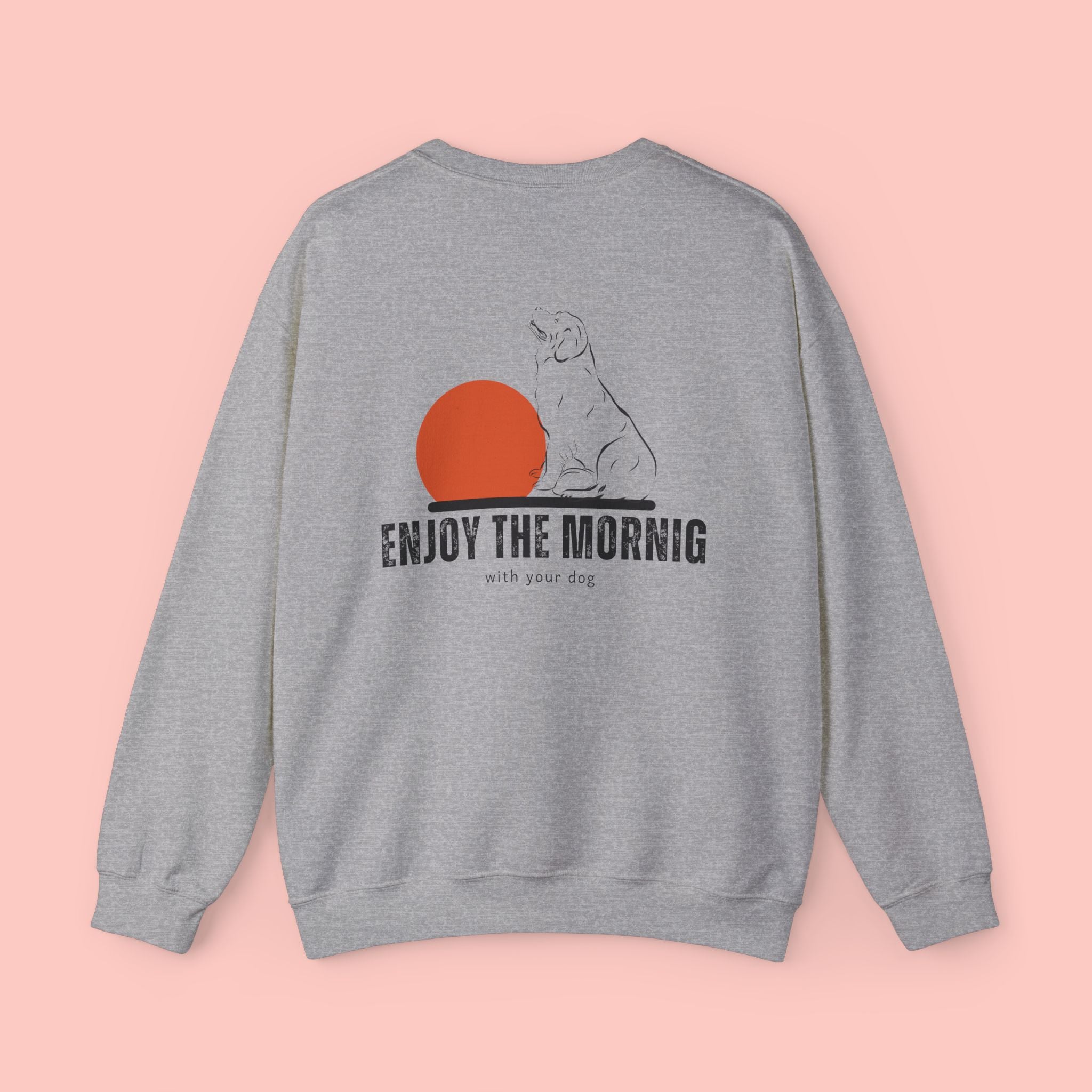 Enjoy the Morning Crewneck Sweatshirt — Dog & Sunrise Graphic