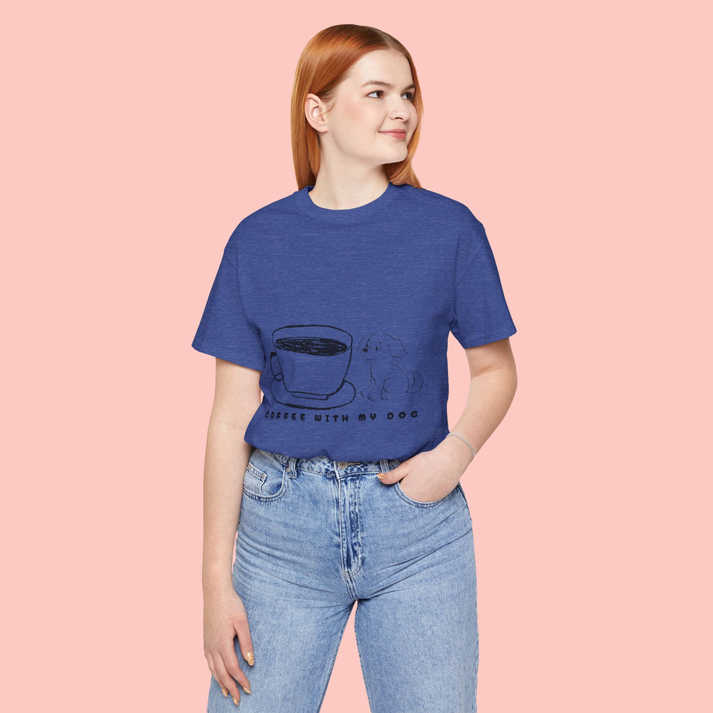 Coffee With My Dog T‑Shirt — Cute Minimalist Dog & Coffee Tee