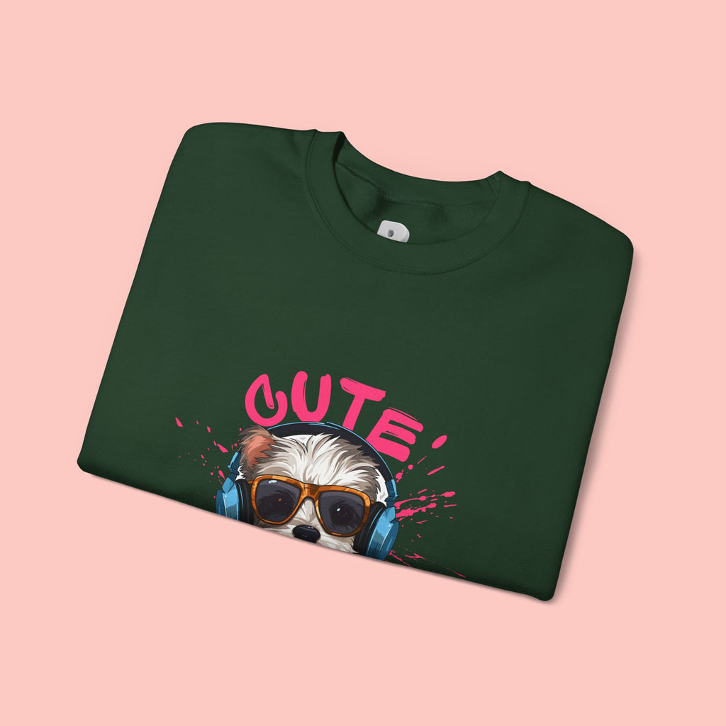 Cute Dog Sweatshirt — Cool Pup with Headphones Graphic Crewneck