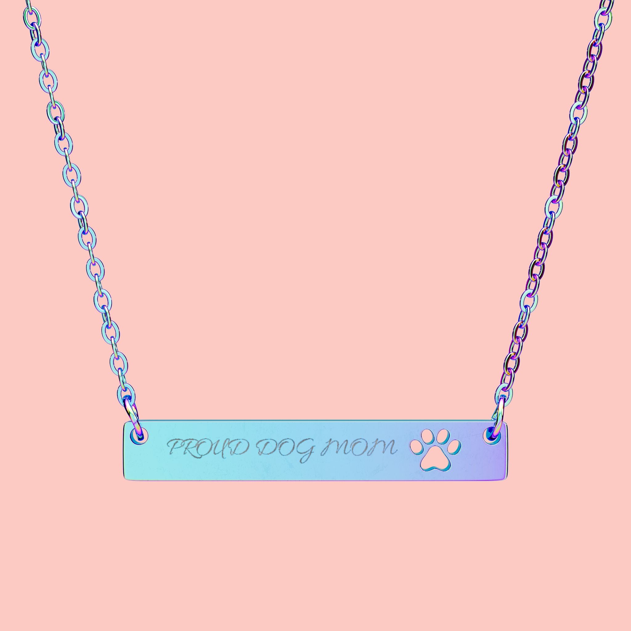 Engravable Paw Bar Necklace — Personalized Pet Tribute Jewelry