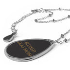 Blessed Dog Mom Oval Necklace — Engraved Pet Mom Pendant