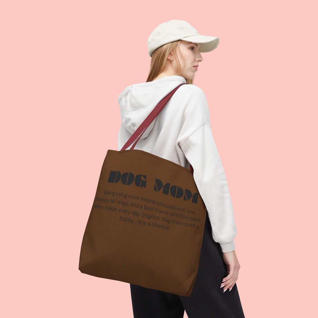 Dog Mom Tote Bag - 'Dog Mom' Printed Canvas Carryall, Gift for Dog Lovers