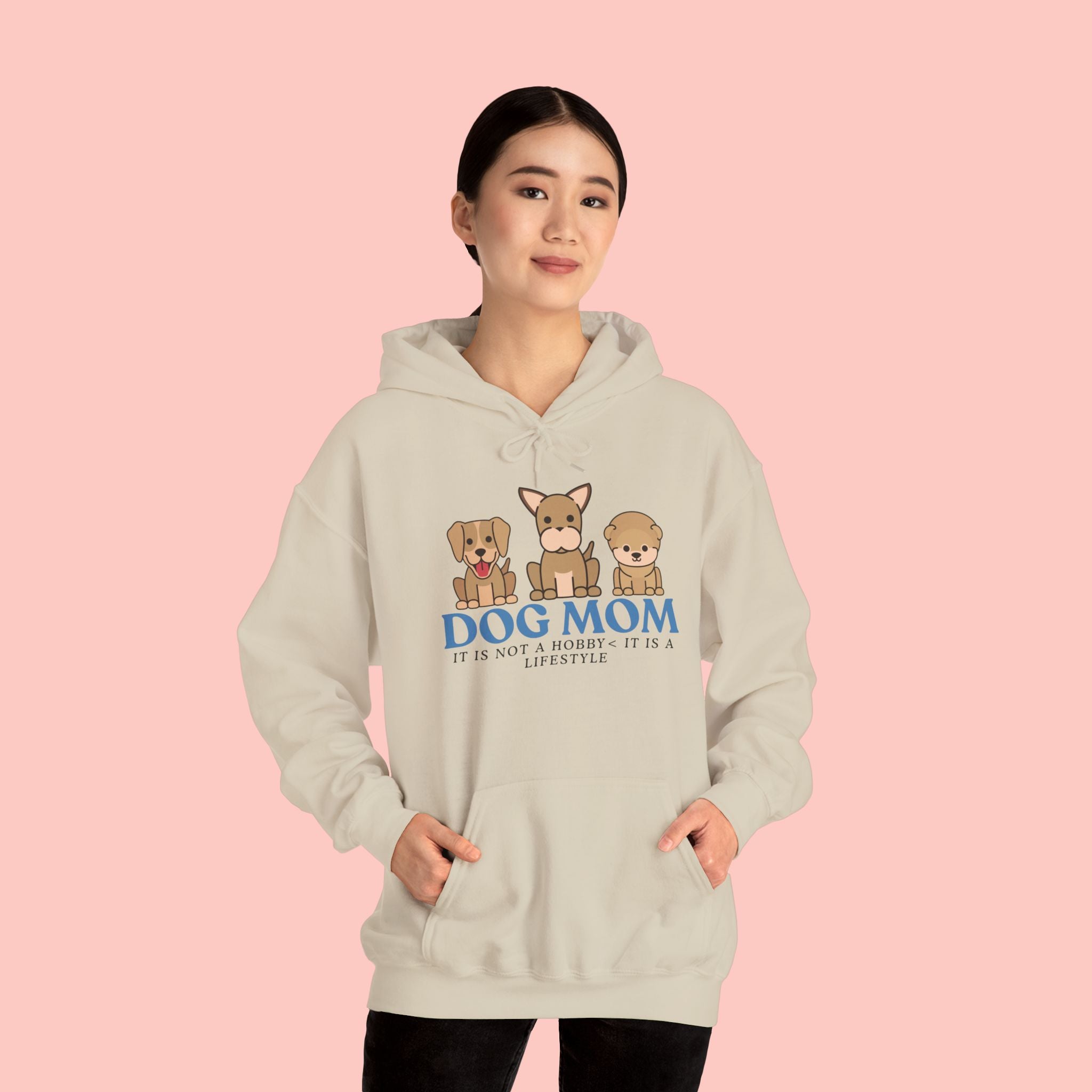 Dog Mom Hoodie — Cute Puppy Trio 'Dog Mom' Graphic Sweatshirt
