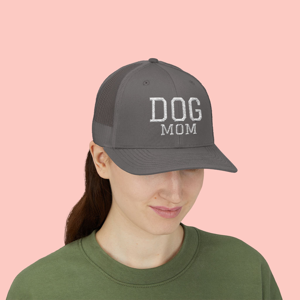 Dog Mom Trucker Cap — Rhinestone Lettering Snapback Hat