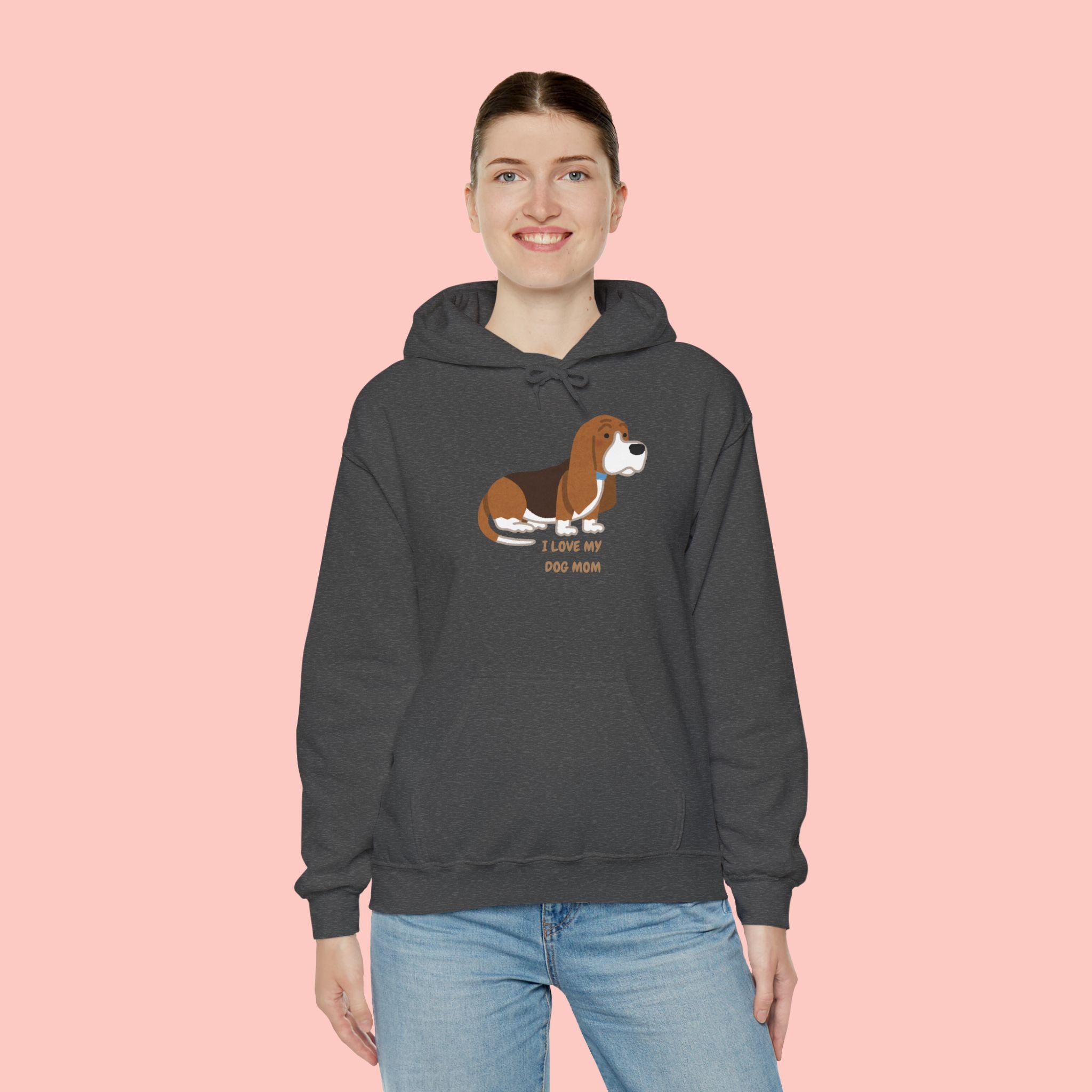 Dog Mom Hoodie — Cute Basset Hound I Love My Dog Mom Sweatshirt