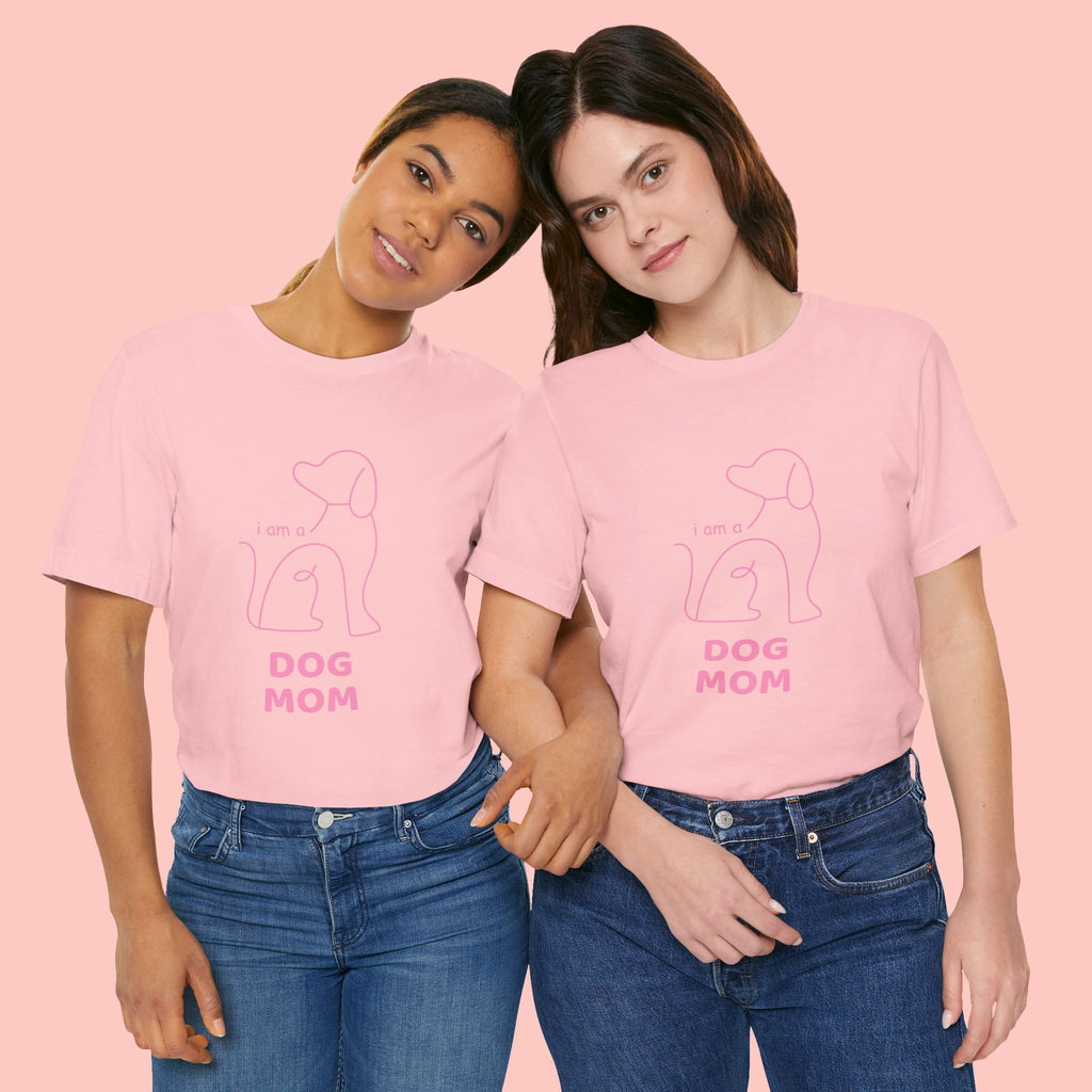 Dog Mom T‑Shirt – Minimal Pink Line Art Dog Tee
