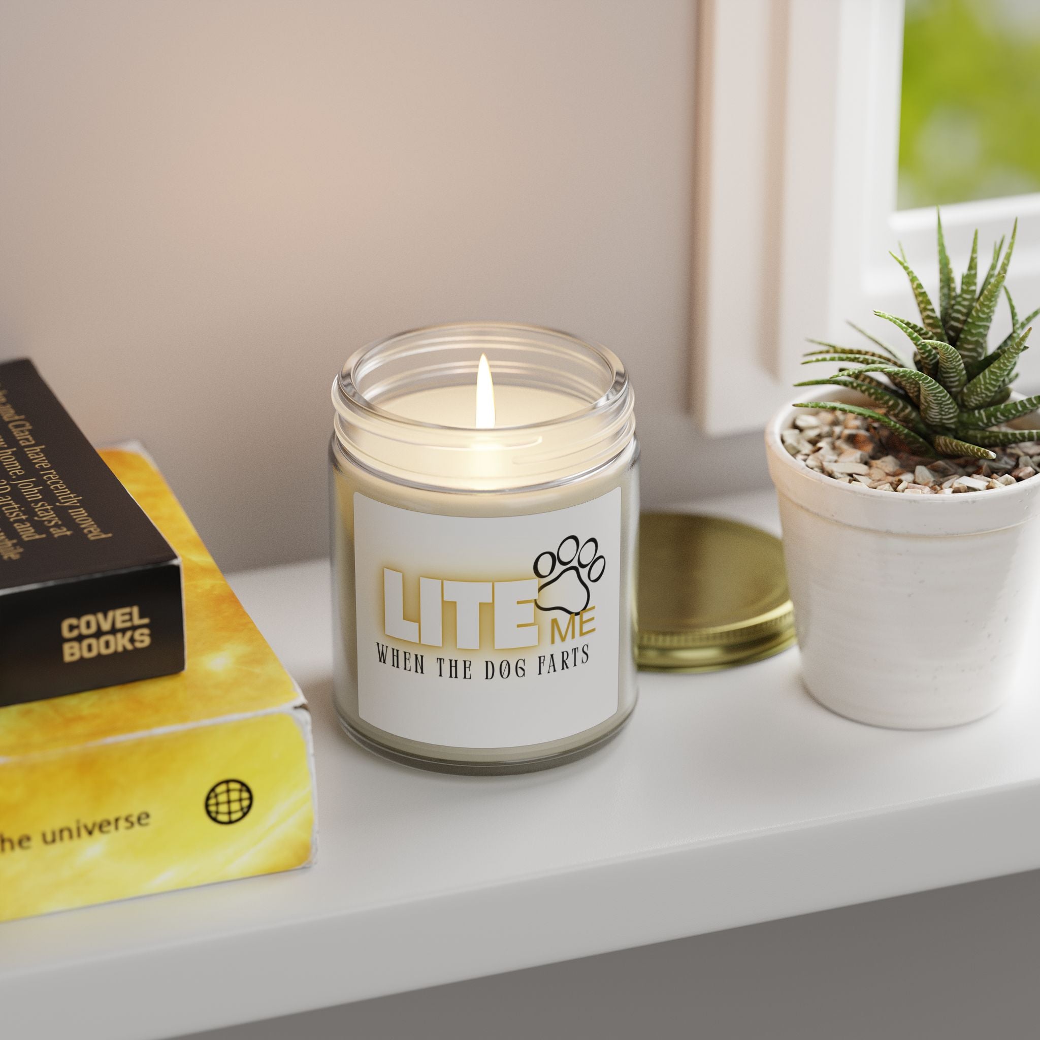 Coconut Apricot Scented Candle — "Lite Me When The Dog Farts" (4oz / 9oz)