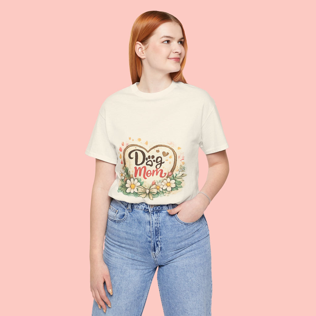 Dog Mom T-Shirt – Floral Paw Heart Graphic Tee