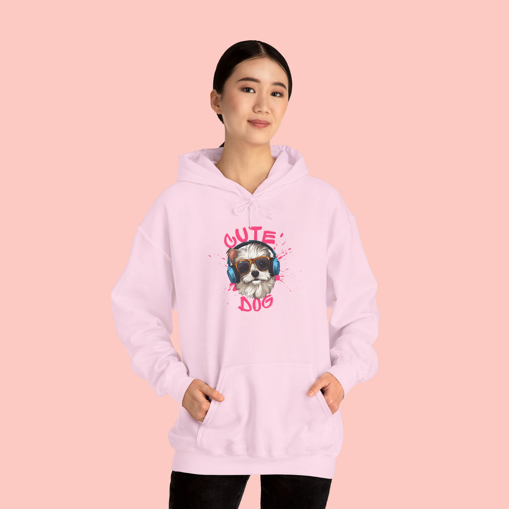 Cute Dog Hoodie with Headphones – 'Cute Dog' Graphic Pet Lover Sweatshirt
