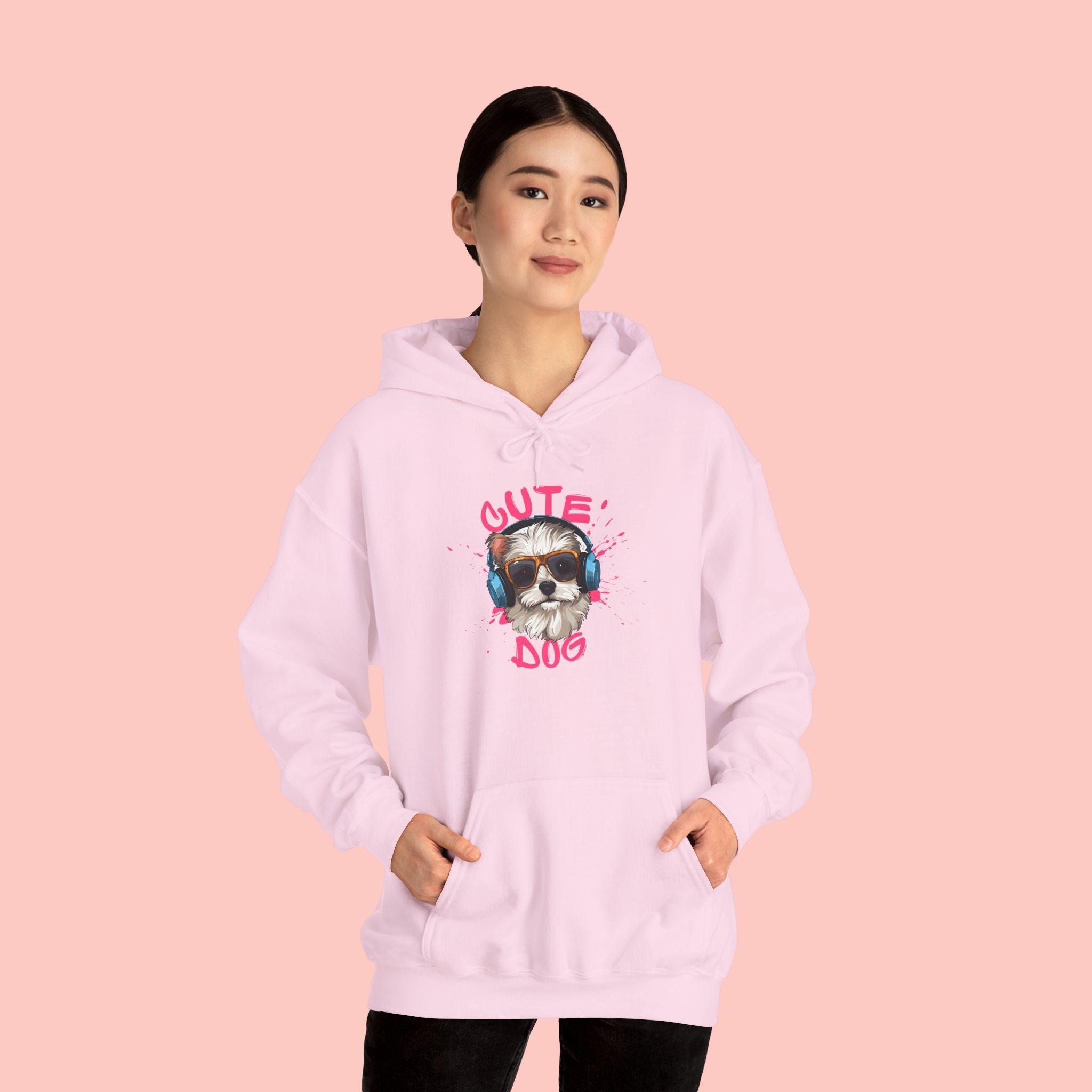 Cute Dog Hoodie with Headphones – 'Cute Dog' Graphic Pet Lover Sweatshirt