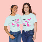 Paws Over People Tee — Pink Cats & Dogs Graphic T-Shirt