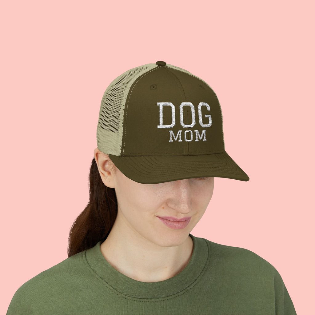 Dog Mom Trucker Cap — Rhinestone Lettering Snapback Hat