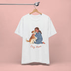 Dog Mom T‑Shirt — Cute Woman Hugging Dog Graphic Tee