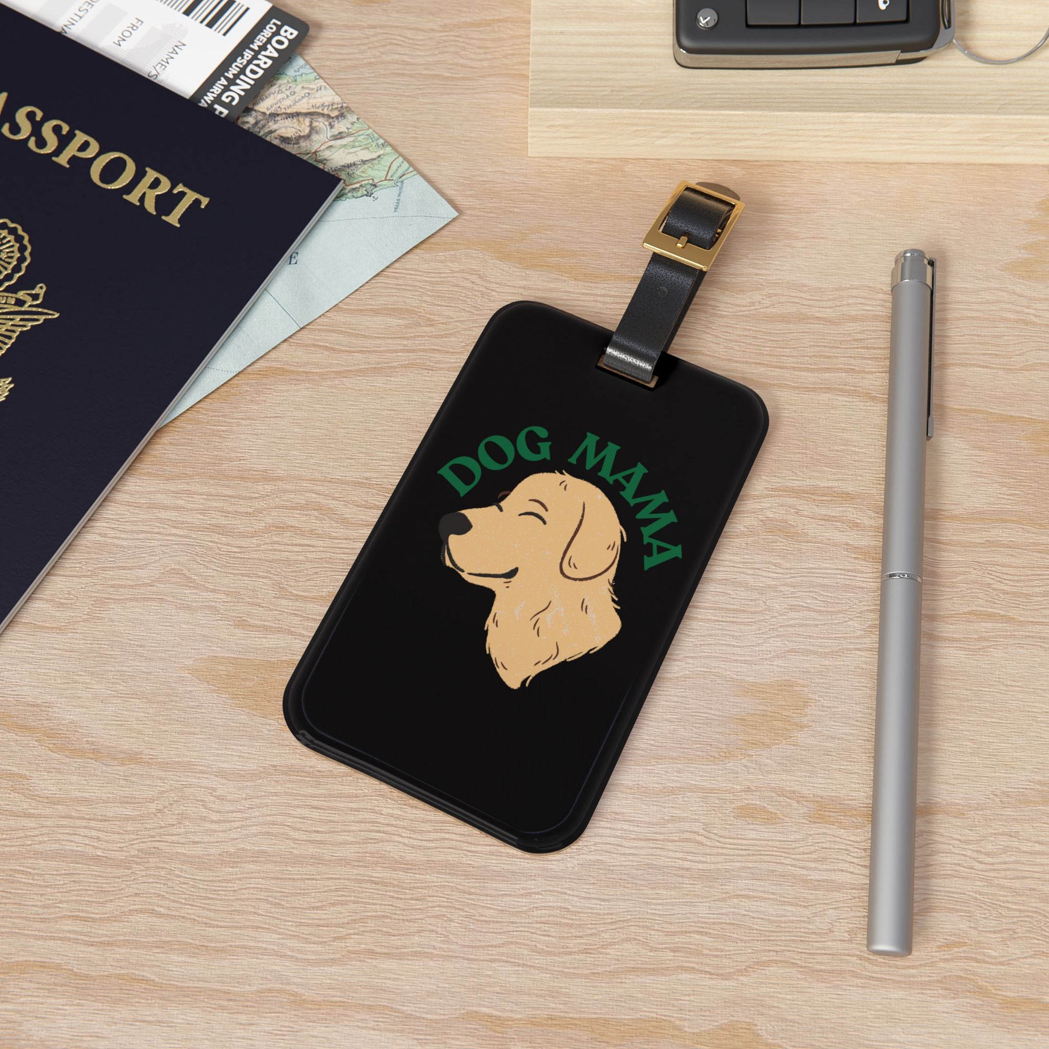 Dog Mama Luggage Tag – Cute Golden Retriever ID Tag for Dog Lovers