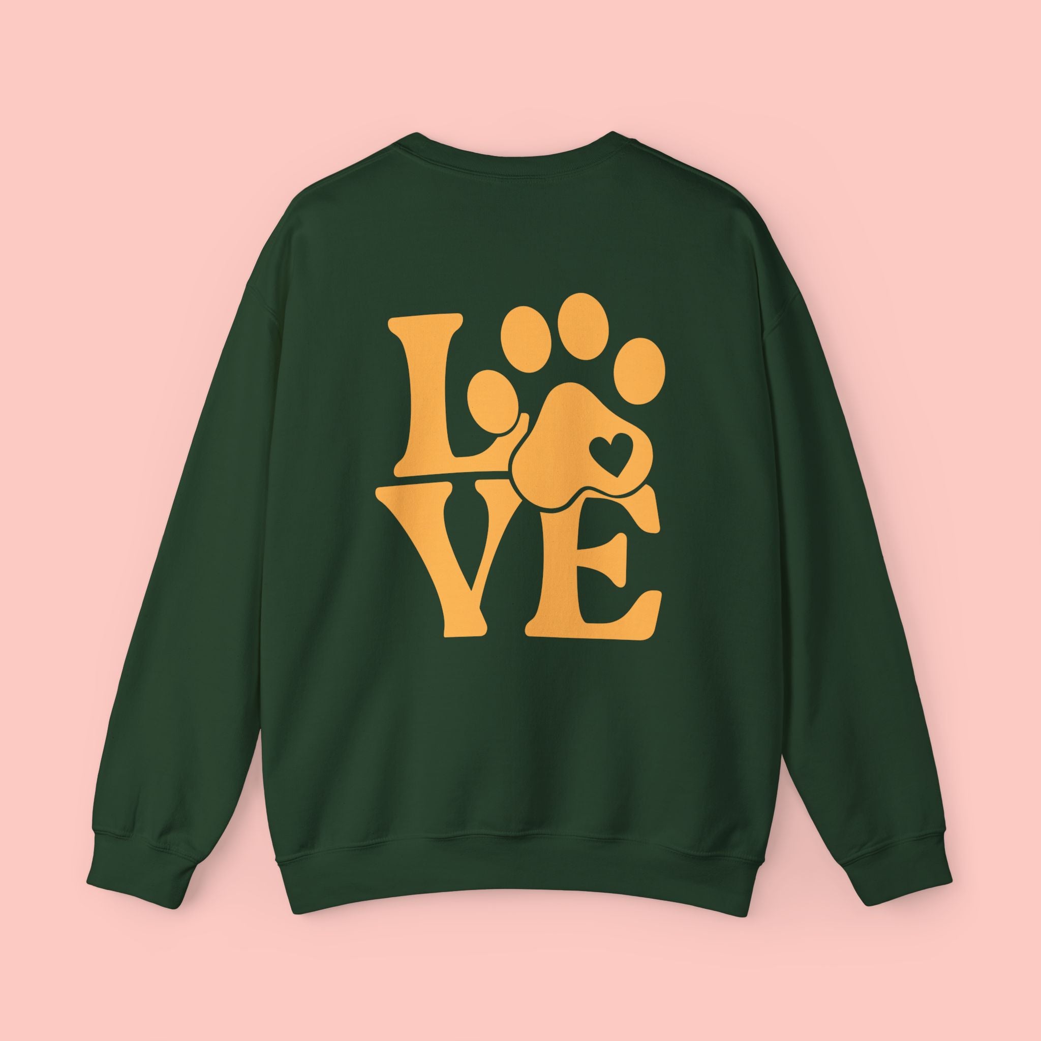 Crewneck Sweatshirt - 'LOVE' Paw Print Graphic | Pet Lover Pullover