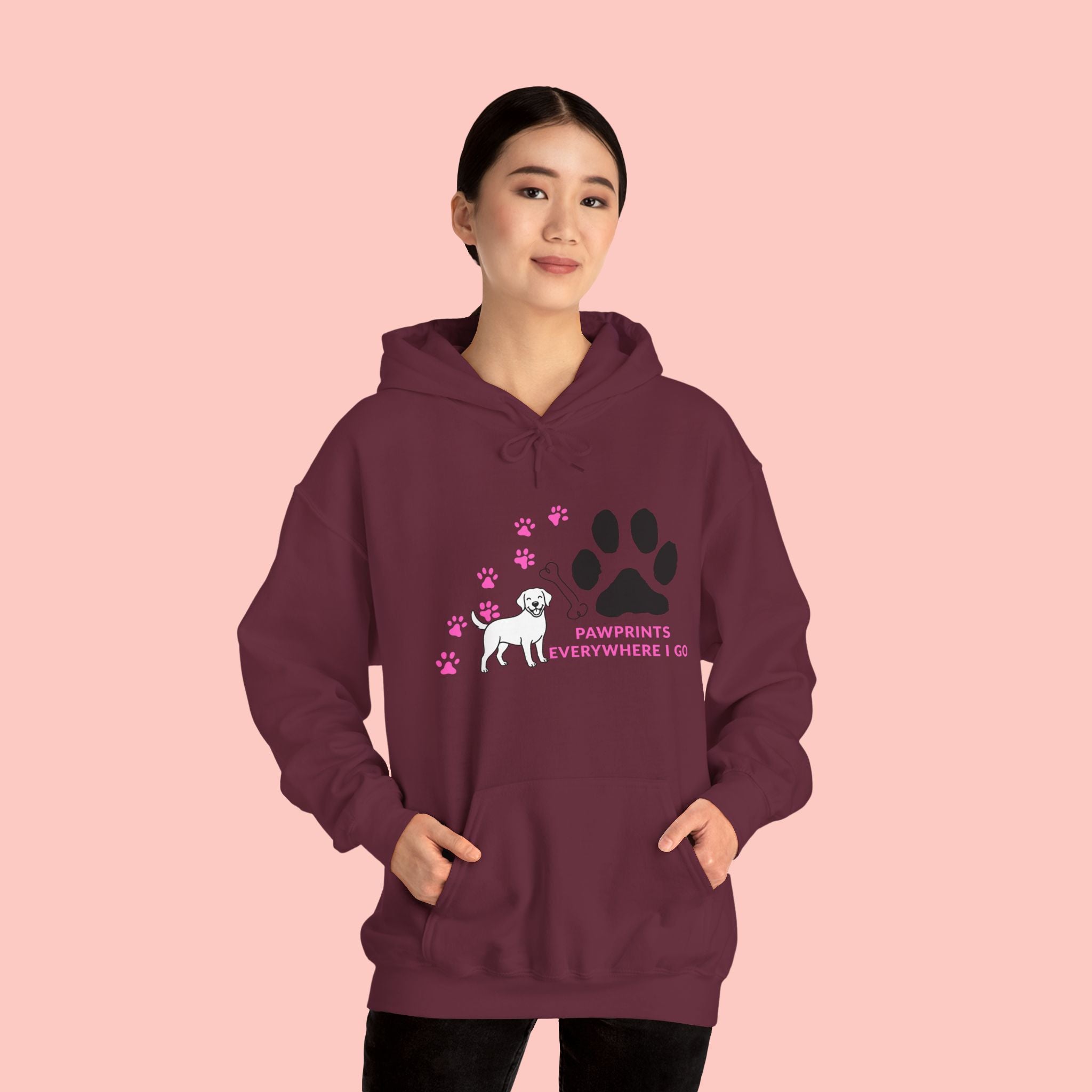 Dog Lover Hoodie — "Pawprints Wherever I Go" Pullover