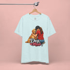 Dog Mom T-Shirt - Cute Woman Hugging Golden Retriever Tee