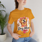 Dog Mom T-Shirt – Cute Golden Retriever Design with Hearts & Paw Prints