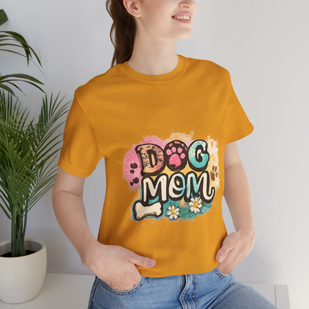 Dog Mom T-Shirt — Colorful Paw Print Graphic Tee for Pet Lovers