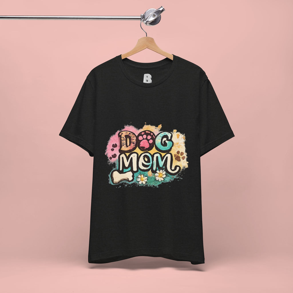 Dog Mom T-Shirt — Colorful Paw Print Graphic Tee for Pet Lovers