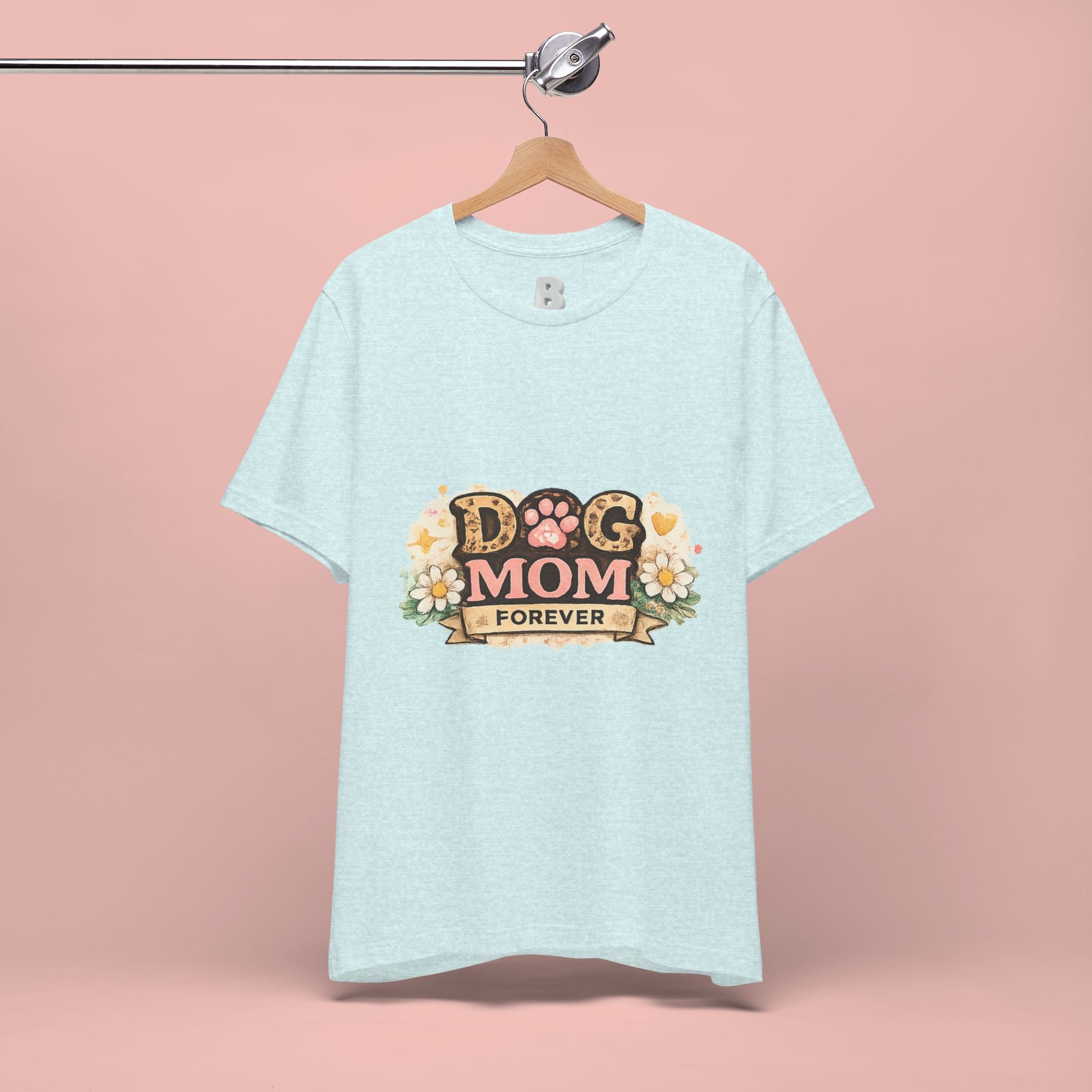 Dog Mom Forever T‑Shirt — Floral Paw Print Tee for Pet Lovers