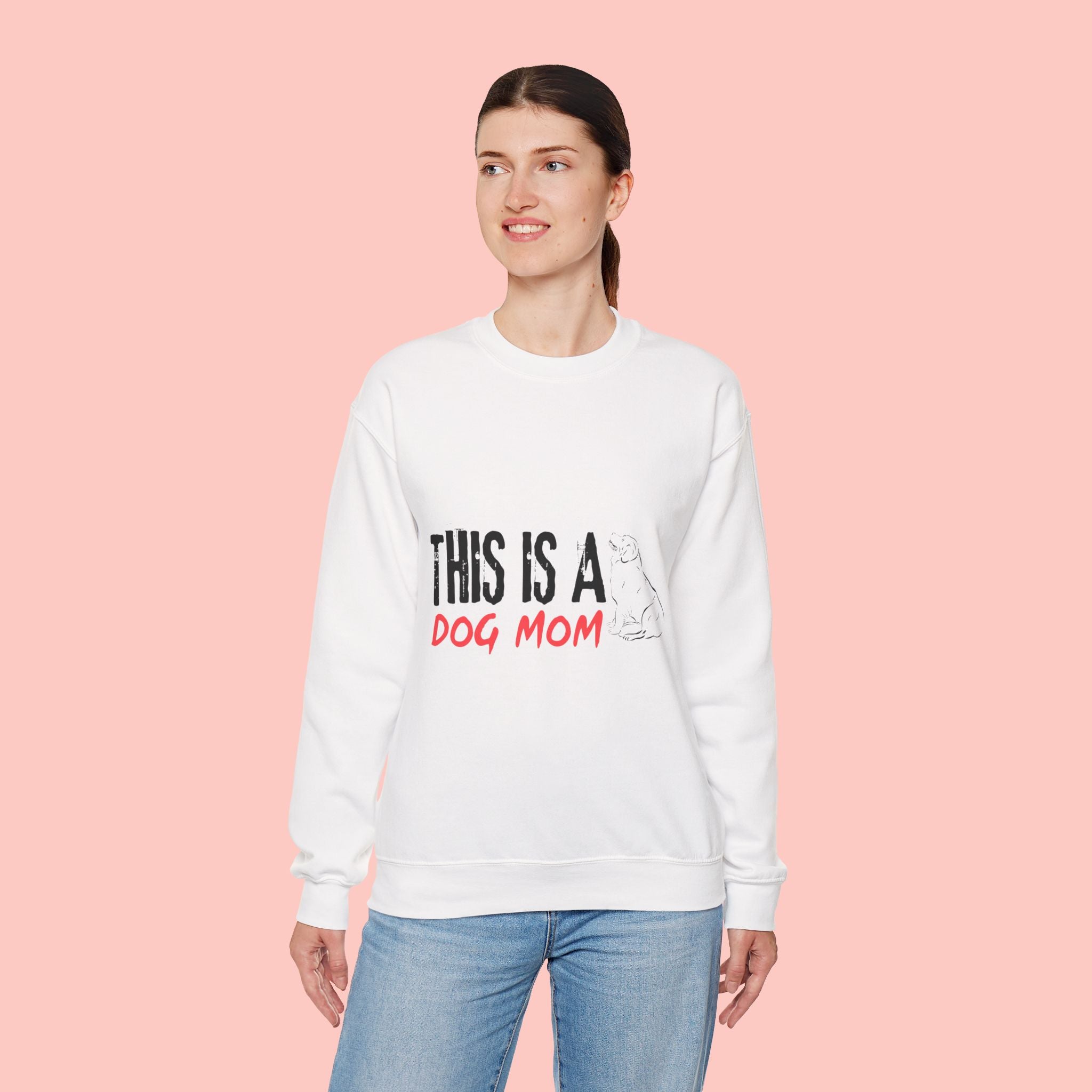 Dog Mom Crewneck Sweatshirt — "This Is A Dog Mom" Cozy Pullover