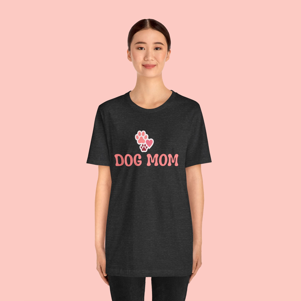 Dog Mom T-Shirt — Pink Paw Graphic Tee for Dog Lovers