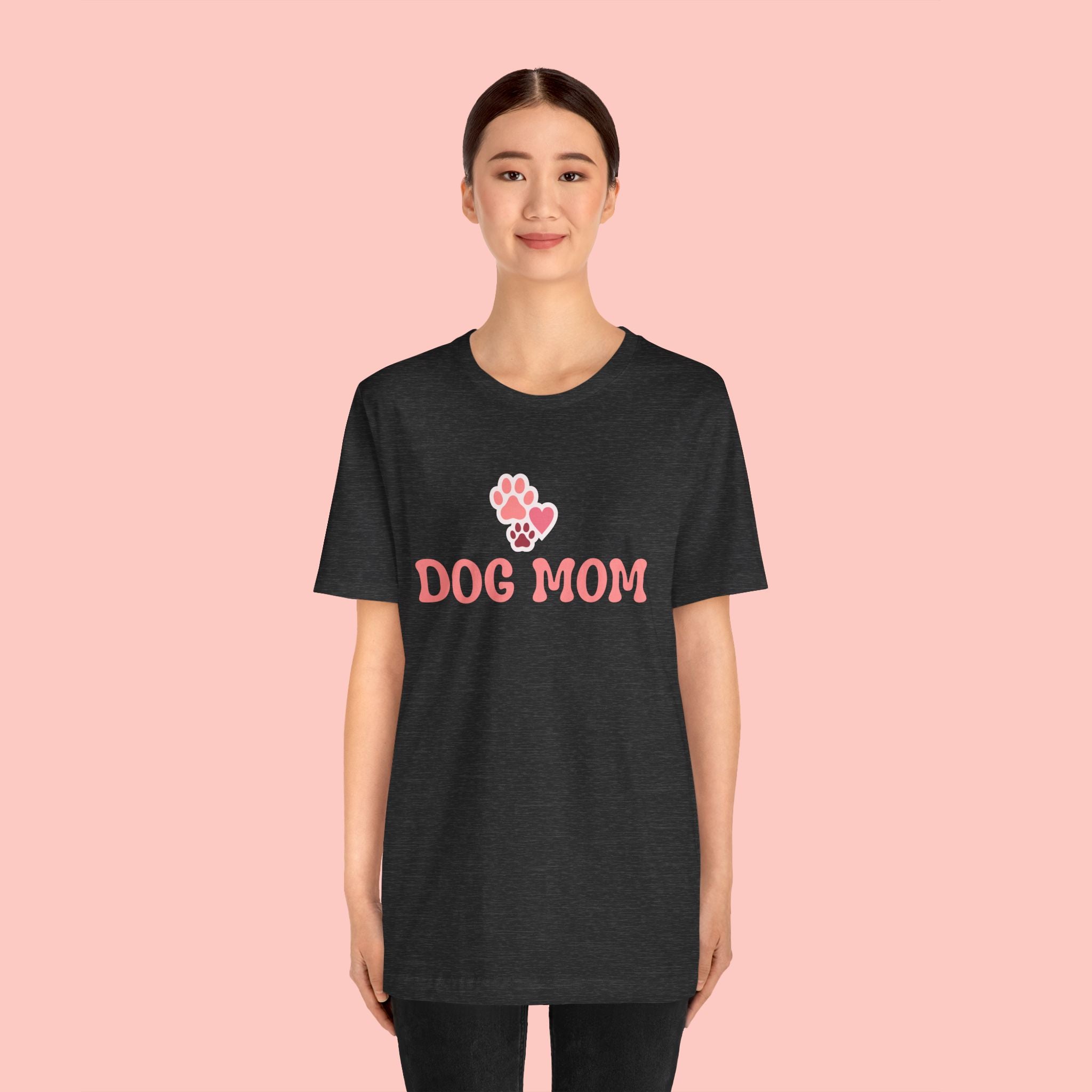 Dog Mom T-Shirt — Pink Paw Graphic Tee for Dog Lovers