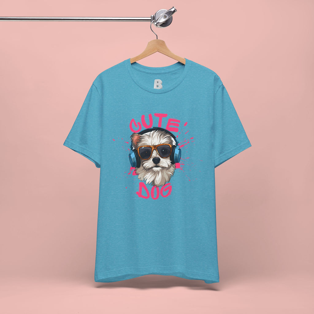 Cute Dog Tee — Headphones Puppy Graphic T-Shirt