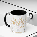I Love Dogs Accent Coffee Mug — Gold Leaf Dog Lover Ceramic Mug (11oz & 15oz)