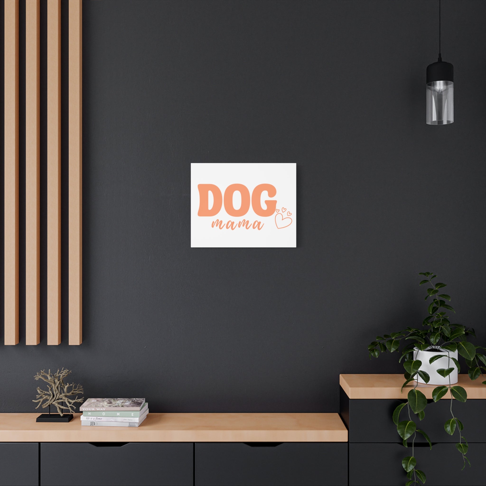 Dog Mama Matte Canvas Wall Art – Peach Script Pet Lover Decor