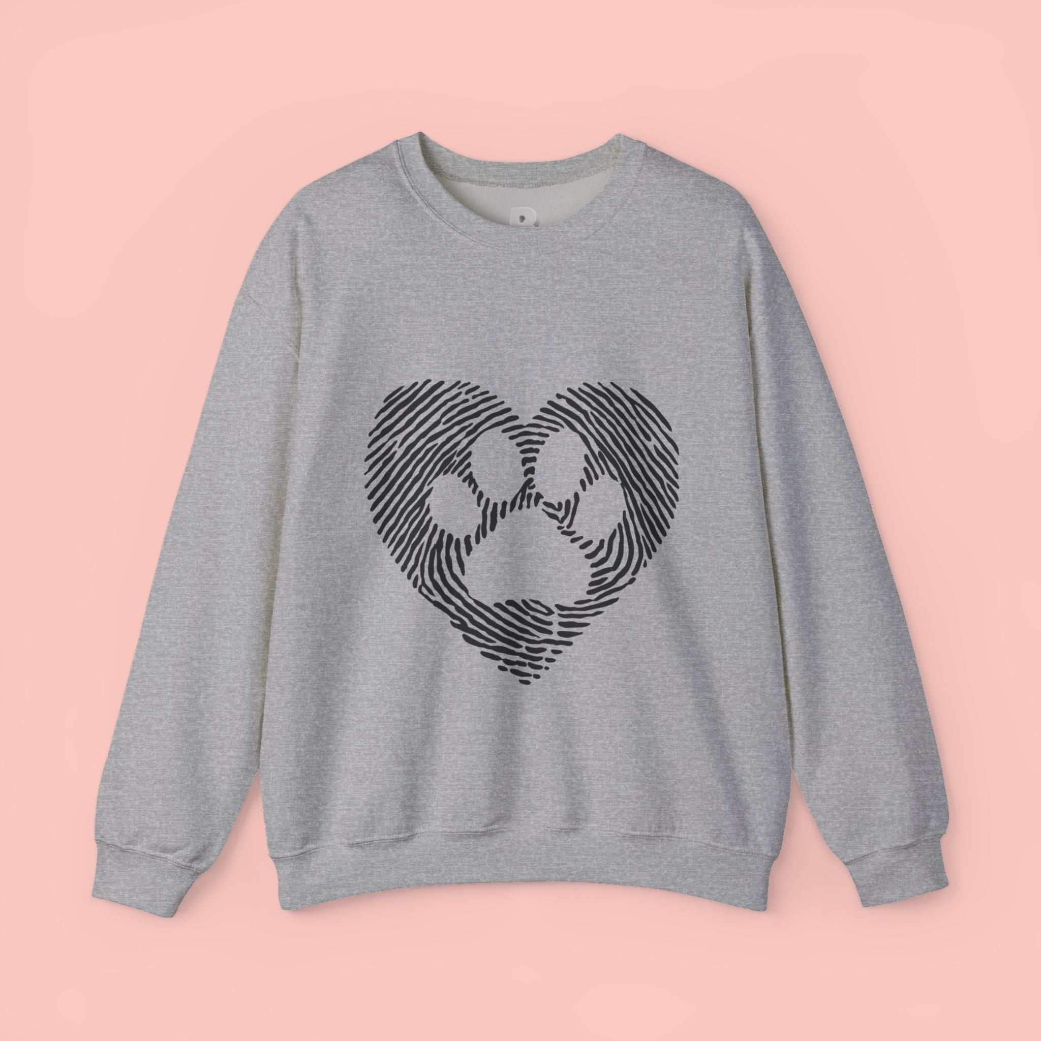 Fingerprint Heart Crewneck Sweatshirt — Panda Paw Love Graphic