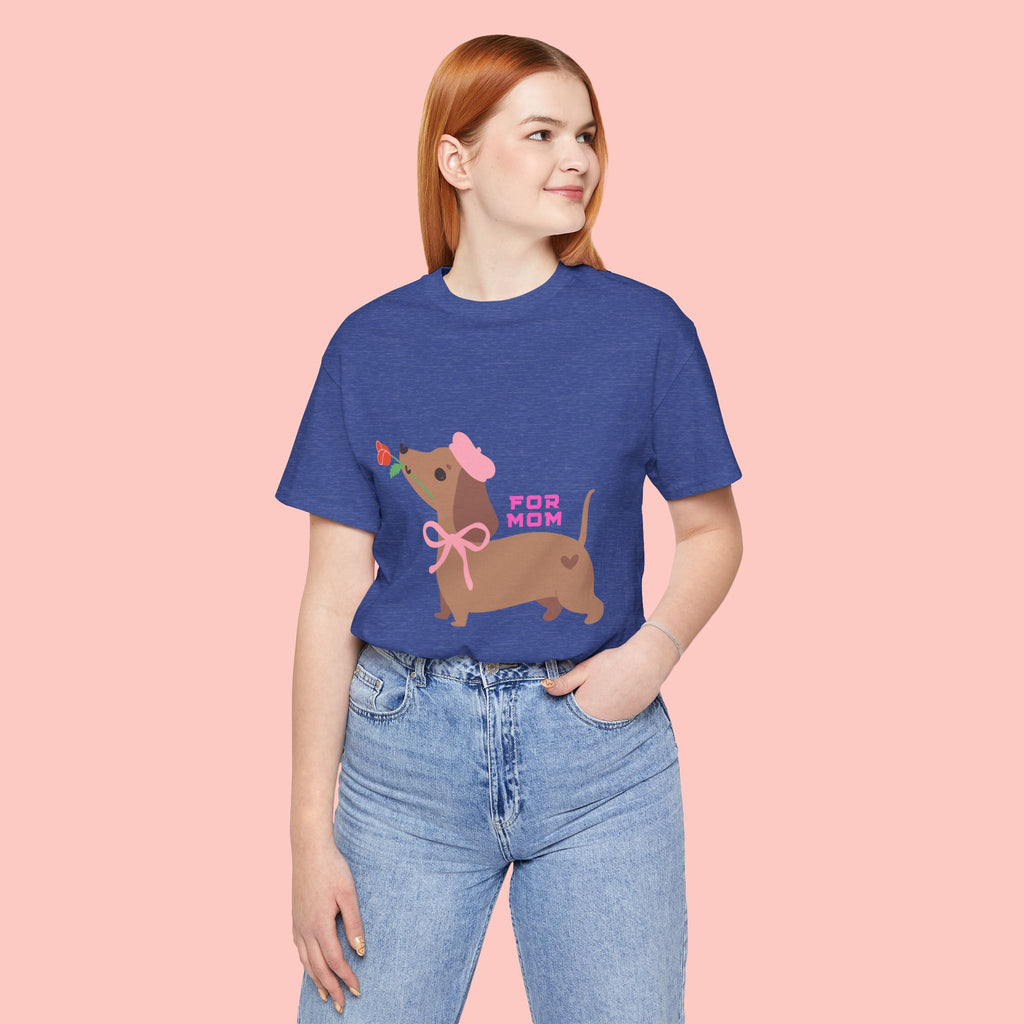 Mommy’s Dachshund Tee – Cute Dog with Rose “For Mom” Shirt