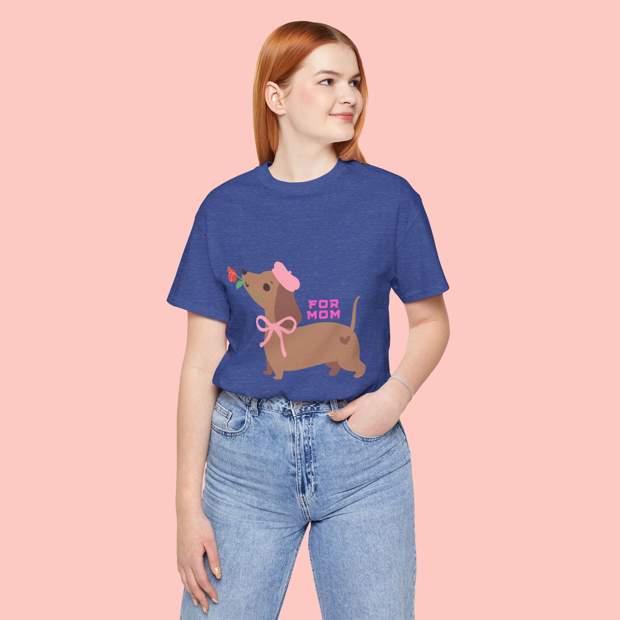Mommy’s Dachshund Tee – Cute Dog with Rose “For Mom” Shirt
