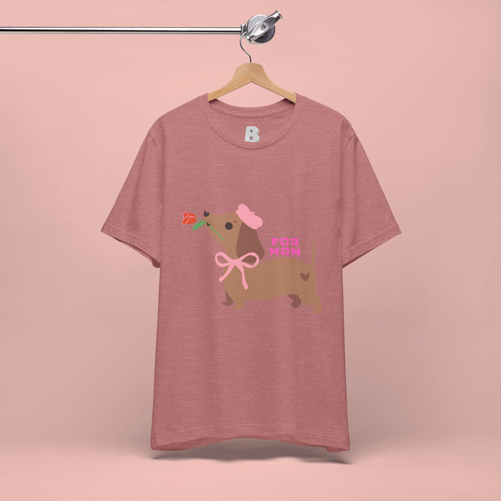 Mommy’s Dachshund Tee – Cute Dog with Rose “For Mom” Shirt
