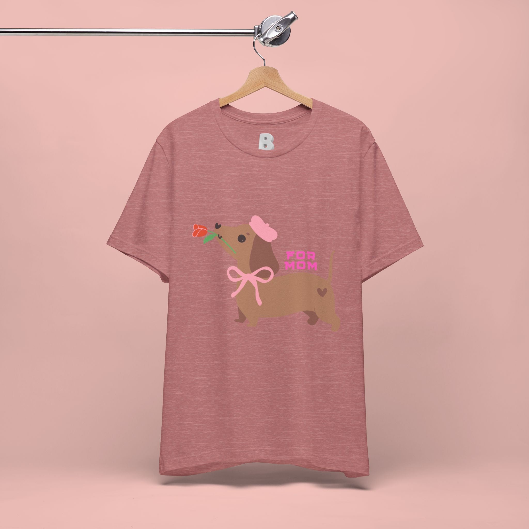 Mommy’s Dachshund Tee – Cute Dog with Rose “For Mom” Shirt