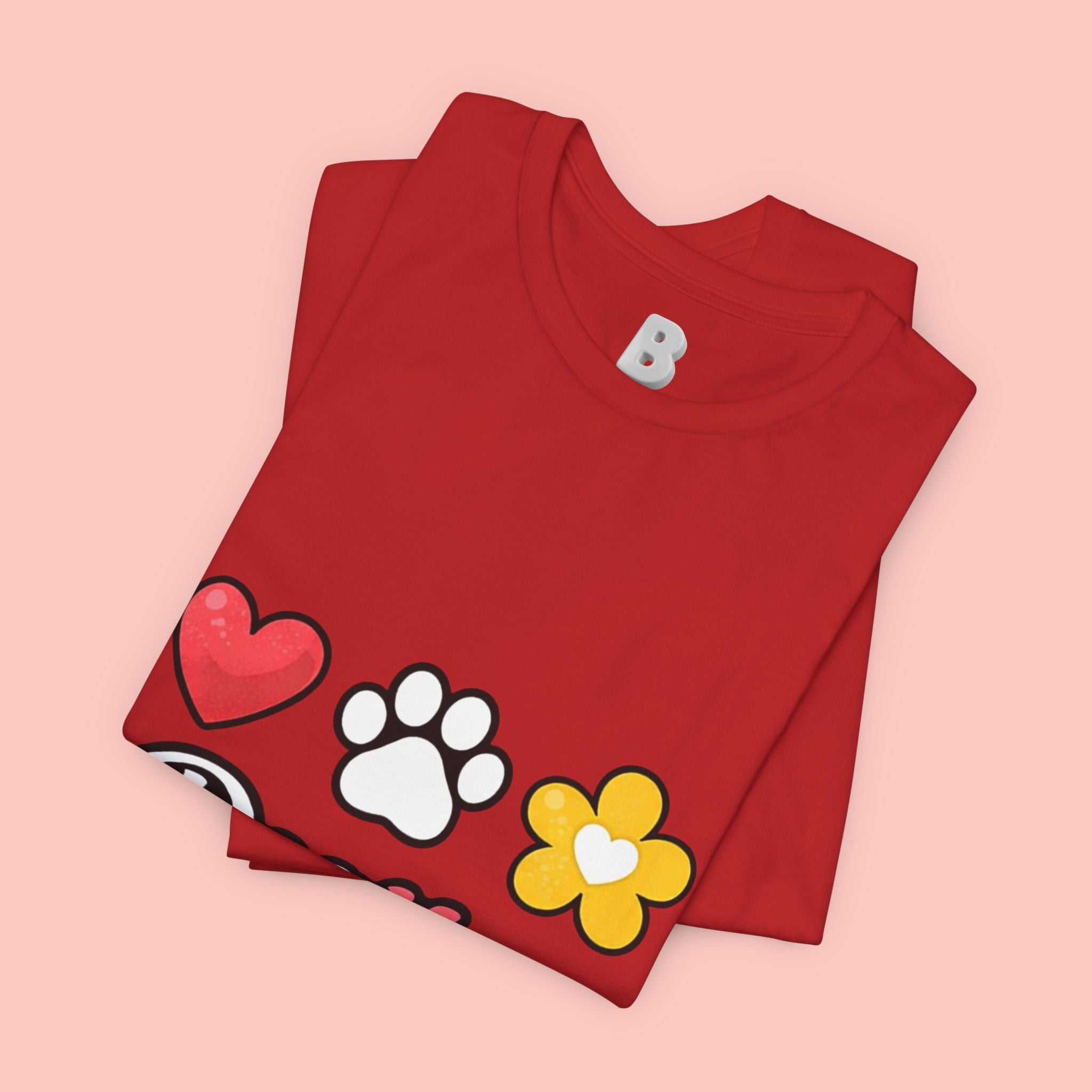 Dog Mom T-Shirt – Heart, Paw & Flower Graphic Tee