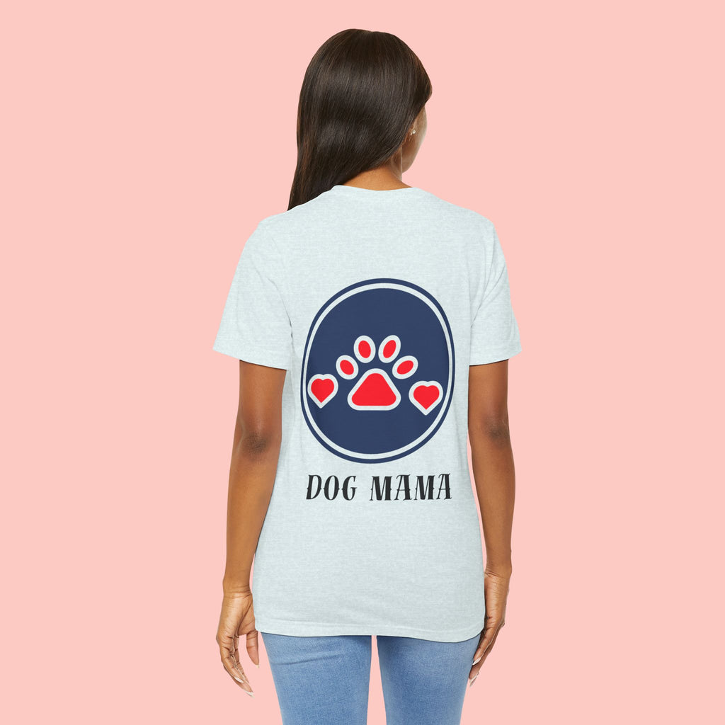Dog Mama Tee - Paw Print Heart Graphic Short Sleeve Shirt