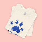 Dog Mom Paw Print T-Shirt — Distressed Blue Design