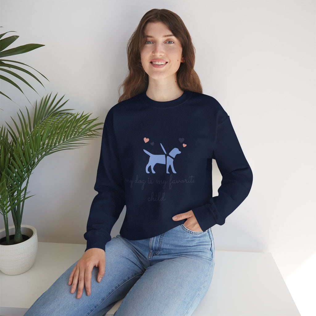 Dog Lover Crewneck Sweatshirt - "My Dog Is My Favorite Child" Graphic