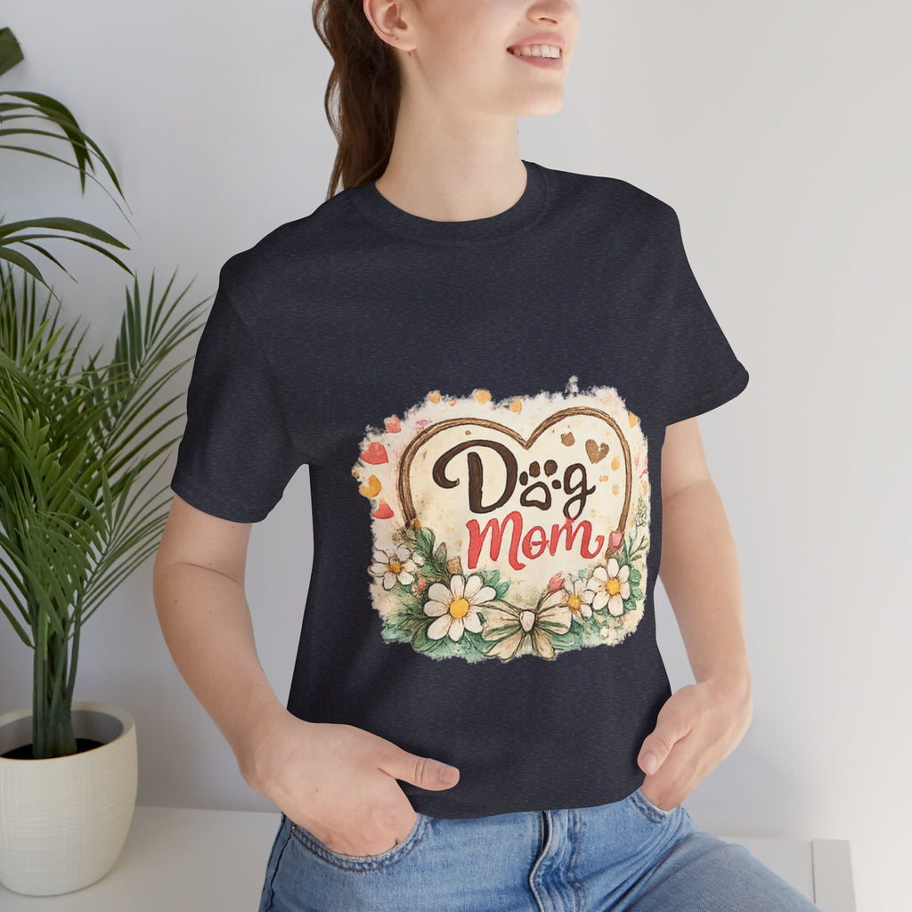 Dog Mom T-Shirt – Floral Paw Heart Graphic Tee