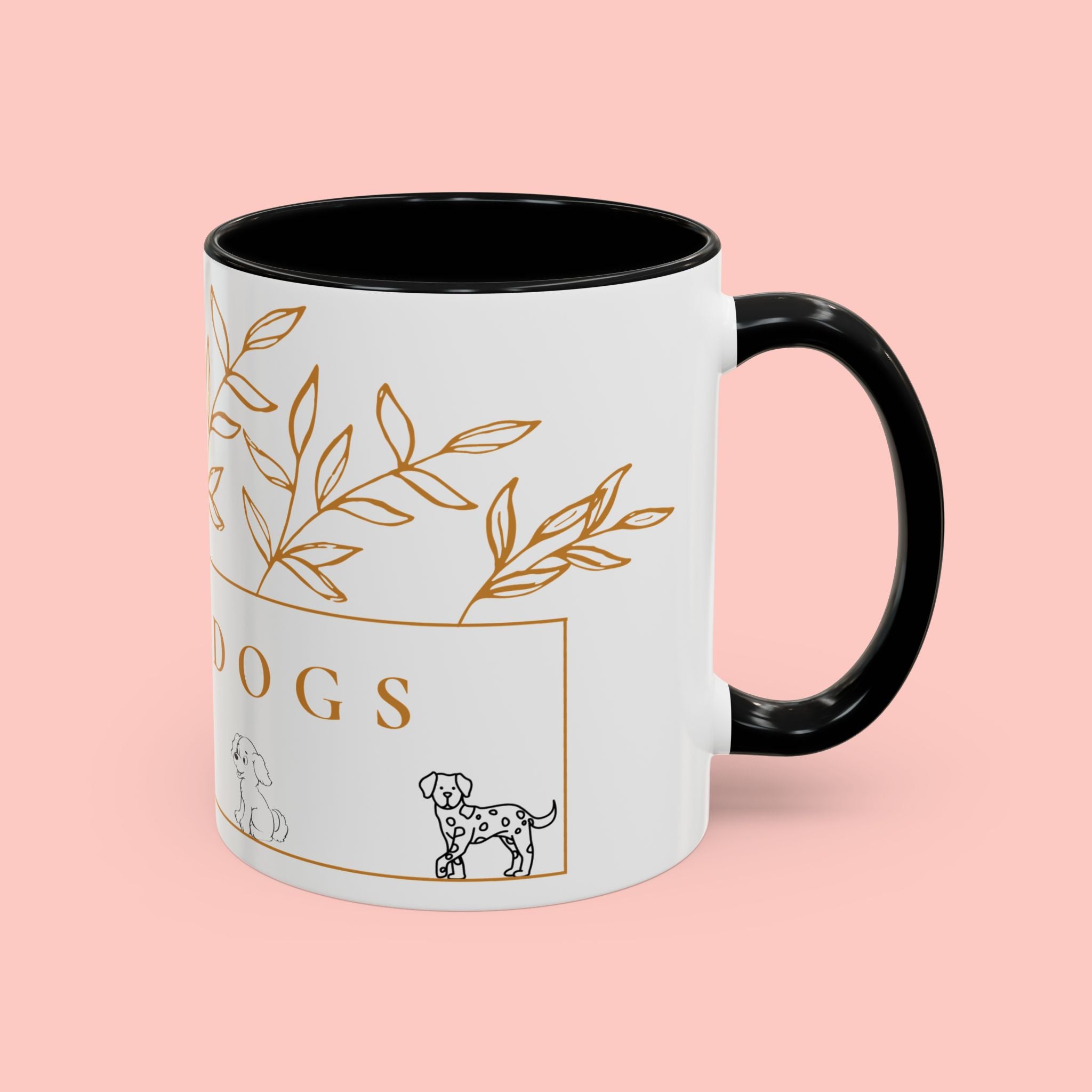 I Love Dogs Accent Coffee Mug — Gold Leaf Dog Lover Ceramic Mug (11oz & 15oz)