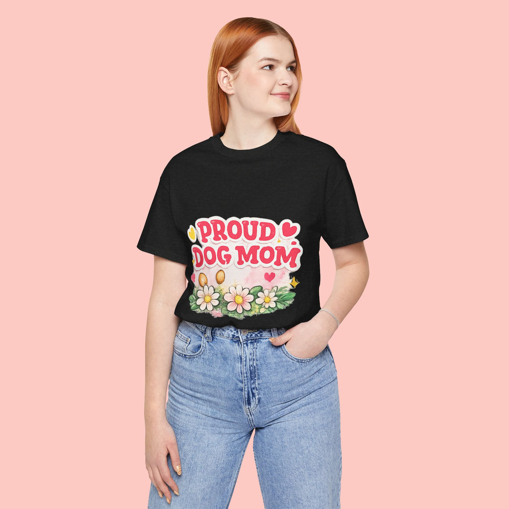 Proud Dog Mom Tee – Floral Retro Heart Design