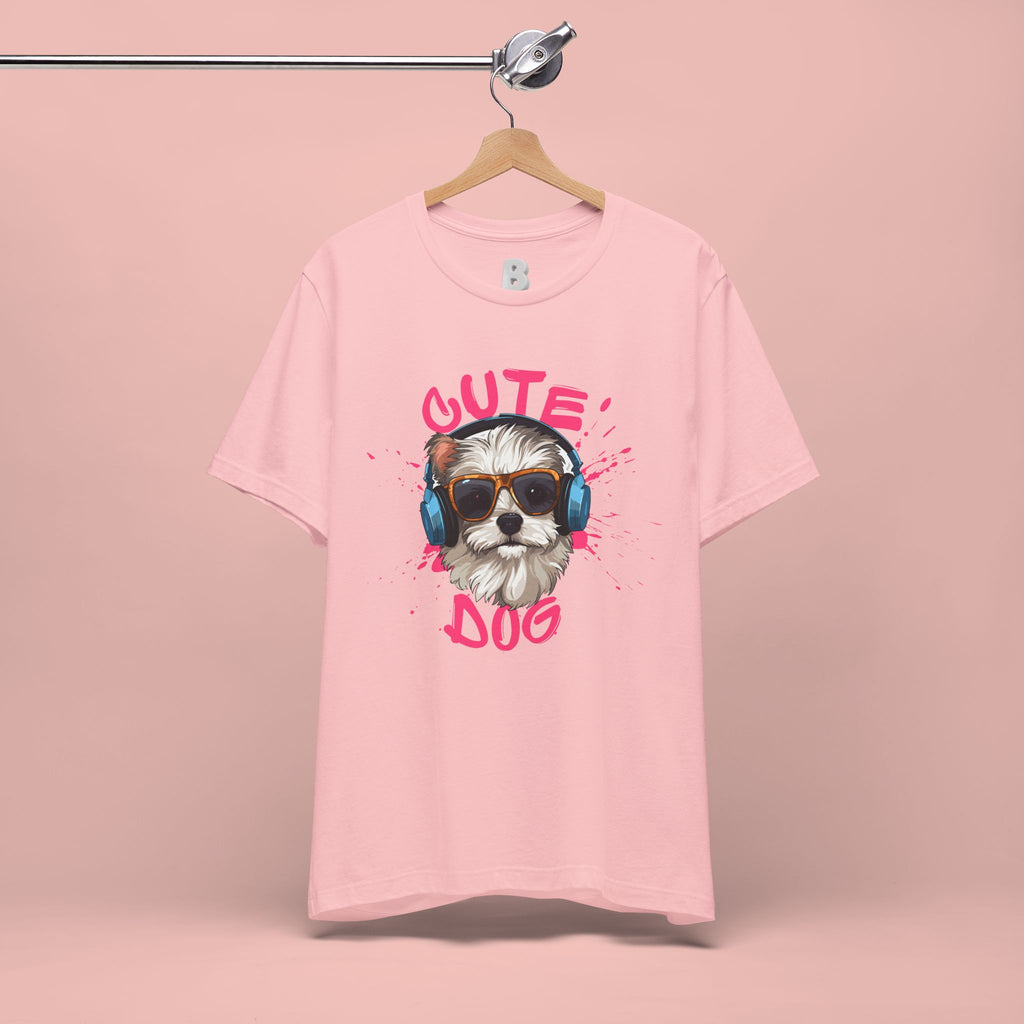 Cute Dog Tee — Headphones Puppy Graphic T-Shirt