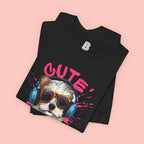 Cute Dog Tee — Headphones Puppy Graphic T-Shirt