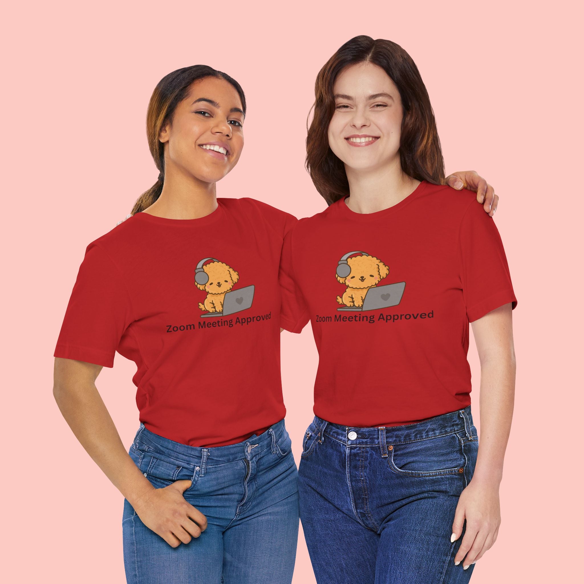 Zoom Meeting Approved Tee — Cute Puppy with Headset Laptop Graphic
