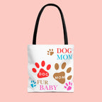 Dog Mom Tote Bag – "Fur Baby" Paw Print AOP Tote