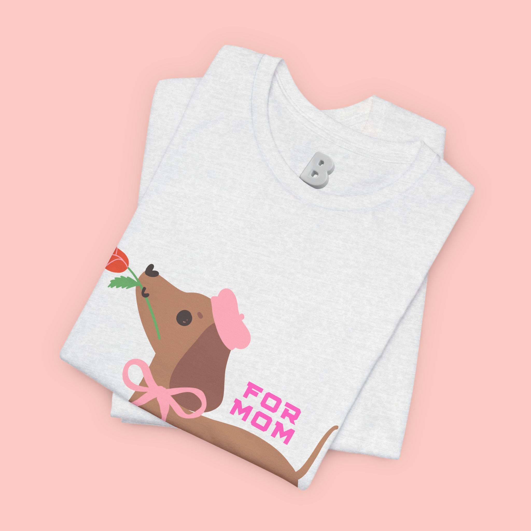 Mommy’s Dachshund Tee – Cute Dog with Rose “For Mom” Shirt