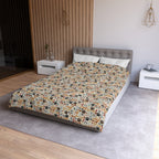 Cat Paw Print Duvet Cover — Cute Cartoon Cats & Paws Microfiber Bedding