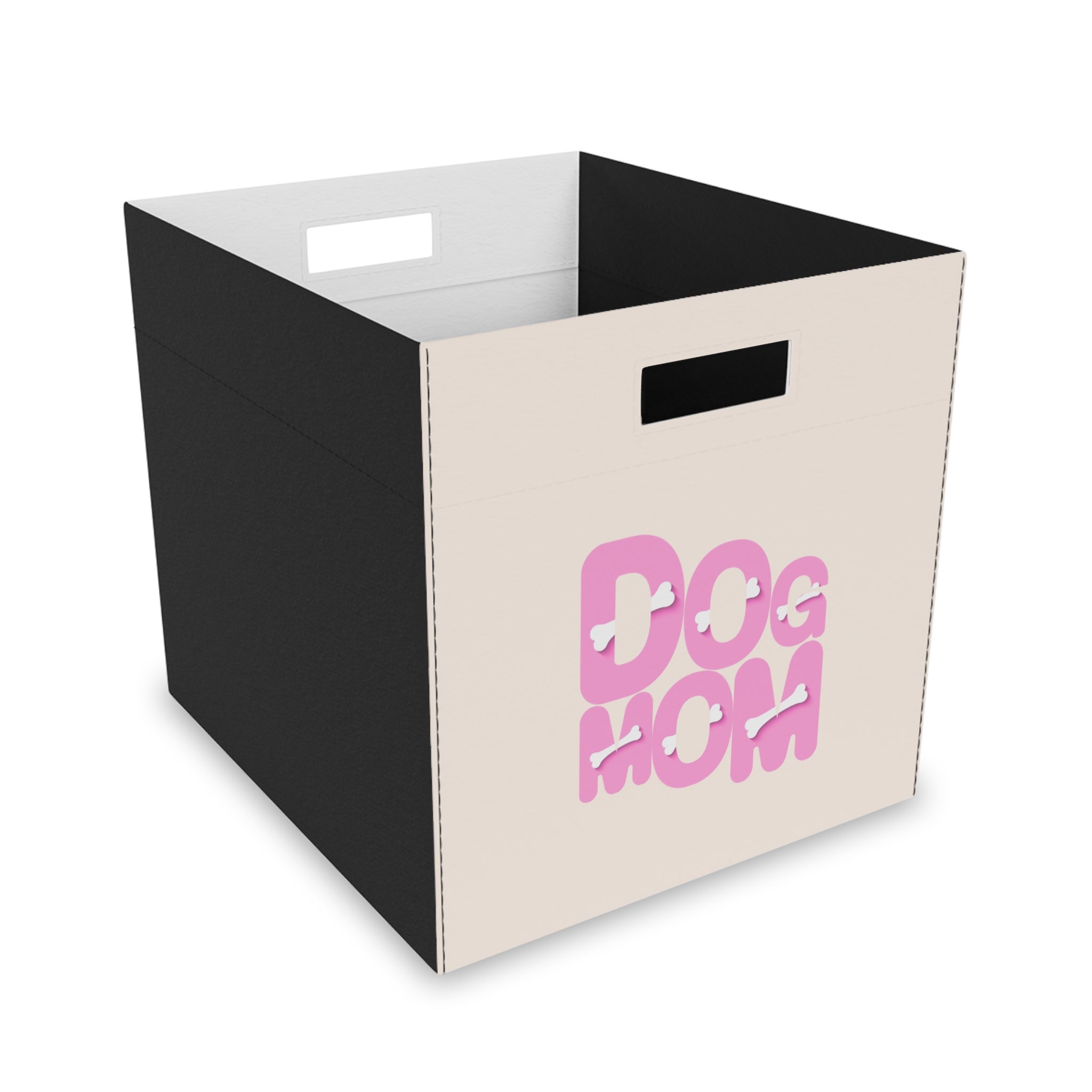 Storage Box — "Dog Mom" Felt Bin (Pet Toy & Accessory Organizer)